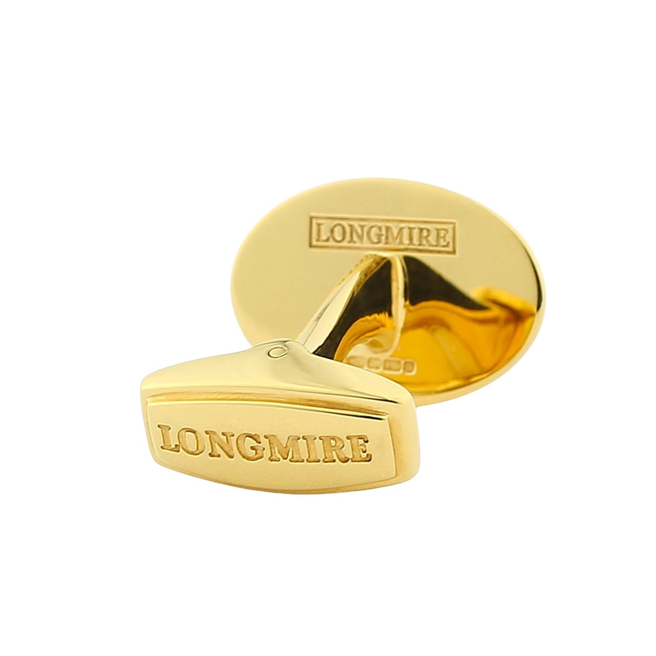 double oval blue/red enamel 9ct yellow gold cufflinks - rear