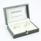 diamond stirrup 18ct white gold cufflinks - boxed