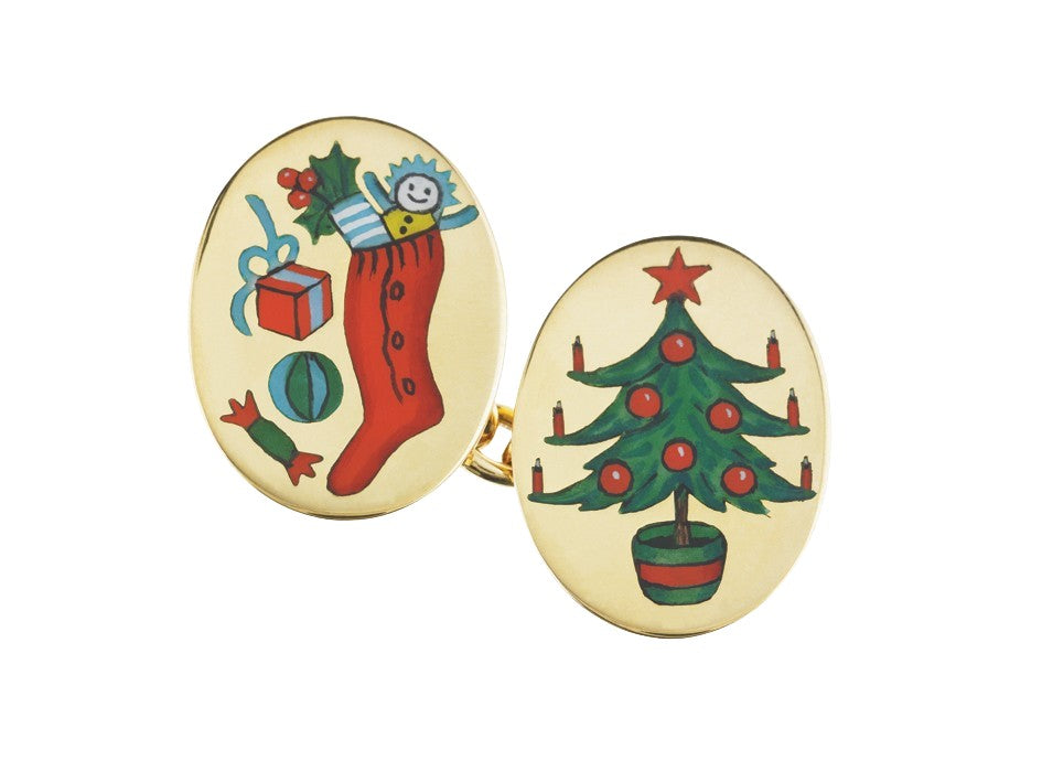 Christmas scene tree and stocking 