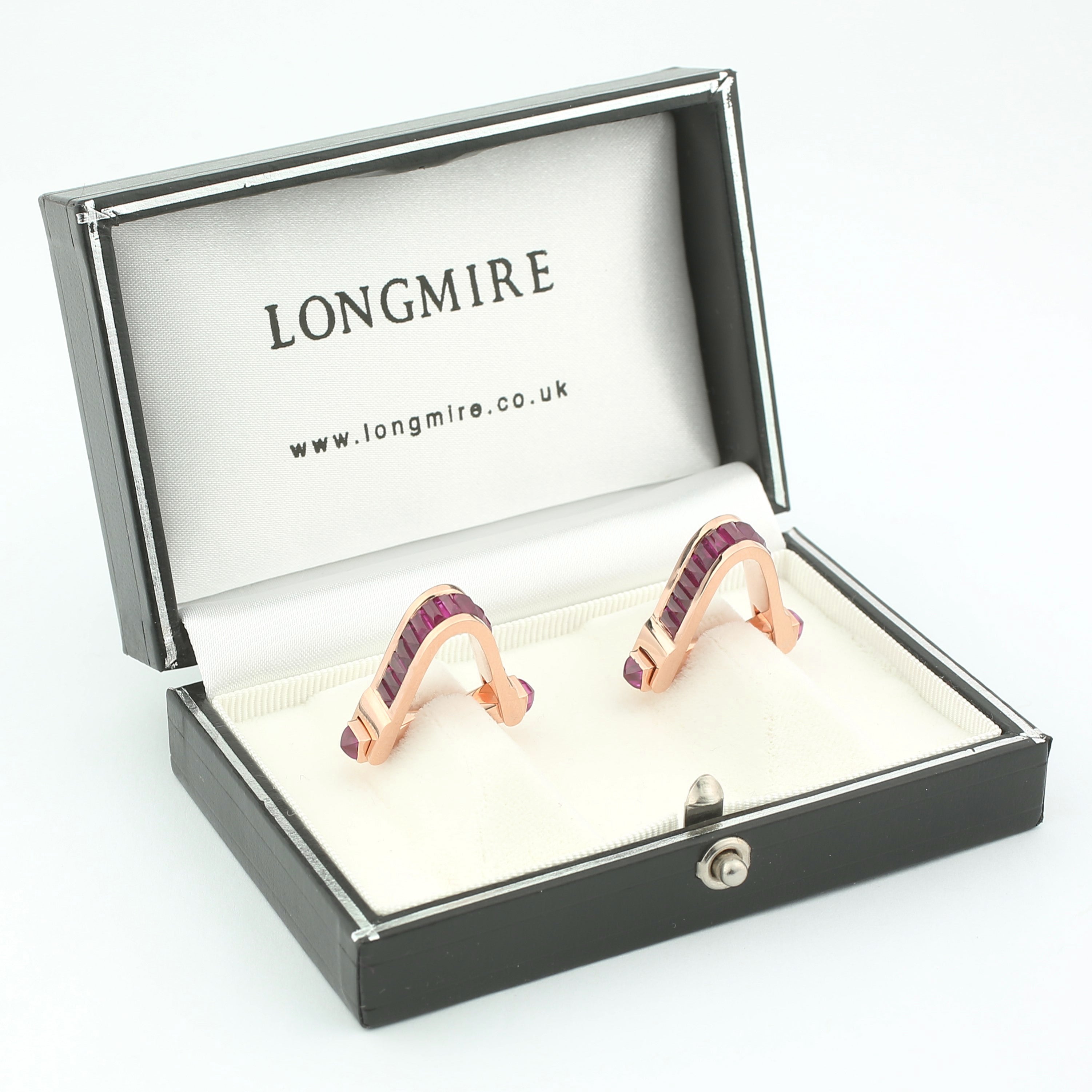 stirrup ruby 18ct rose gold cufflinks - boxed