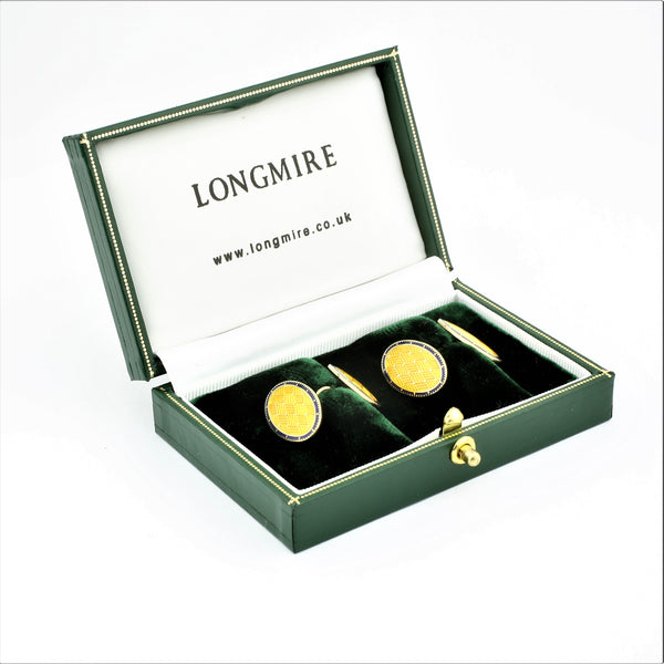 Basket Blue/Yellow cufflinks 18k yellow gold - boxed