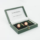 Double Oval Pink and Cream enamel 18k yellow gold - boxed