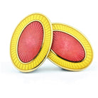 DOUBLE OVAL YELLOW/PINK ENAMEL 18ct YELLOW GOLD CUFFLINKS - FRONT