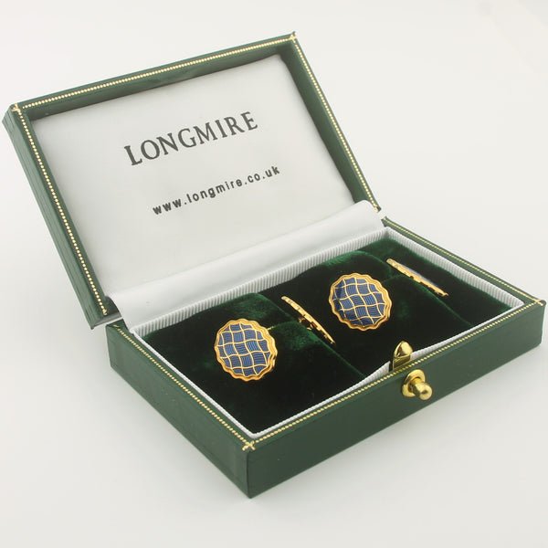 Wavy blue enamel 18k yellow gold boxed