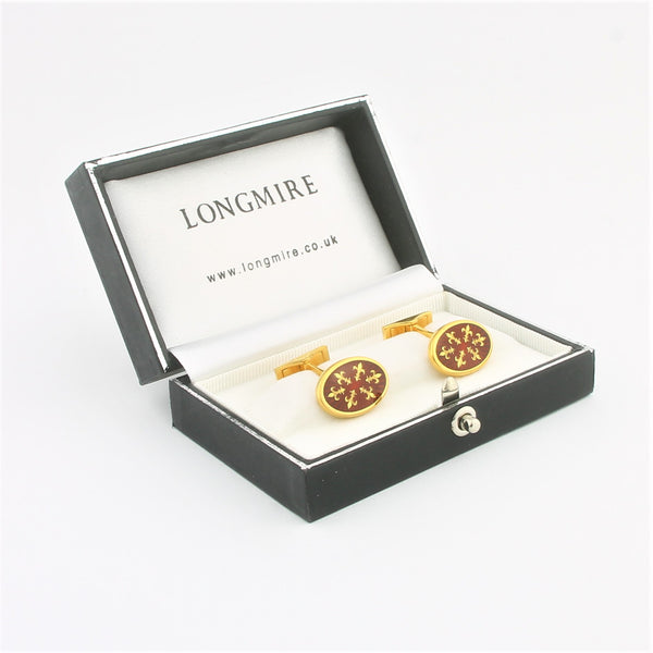 Fleurs de lys paillons red enamel 18k yellow gold - boxed