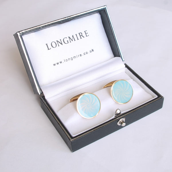 Light blue enamel star cufflinks 18k boxed