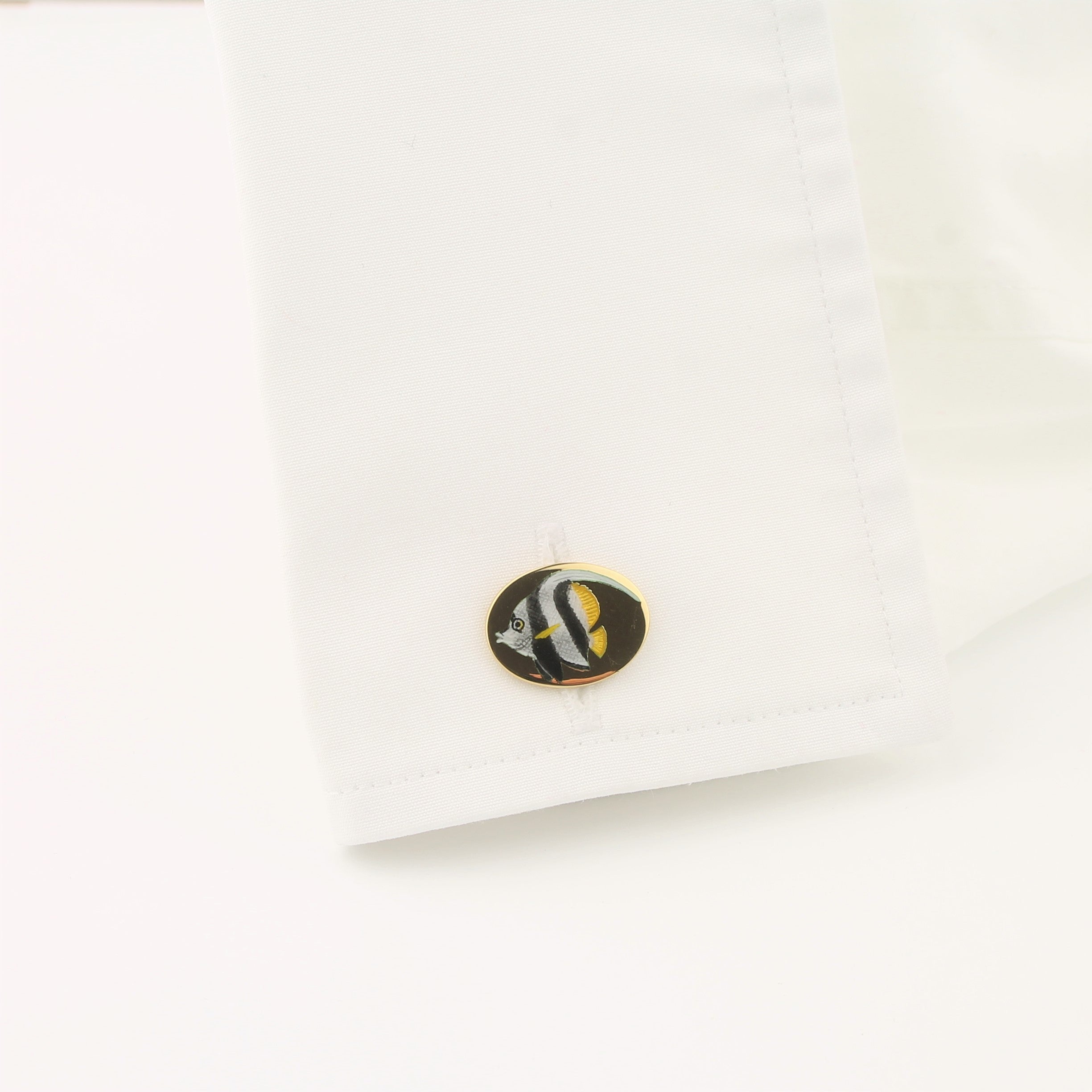 Tropical Fish cufflinks 18k yellow gold - cuff