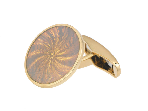 STAR PINK ENAMEL 18ct YELLOW GOLD CUFFLINKS