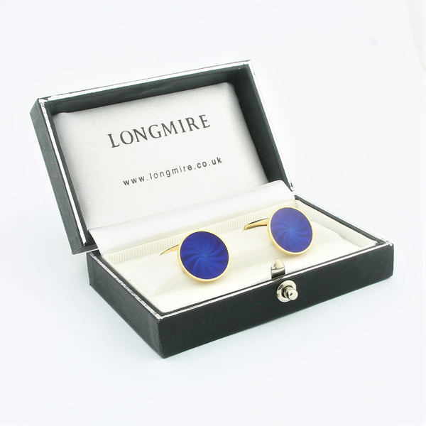 Star blue enamel cufflinks 18k yellow gold - boxed