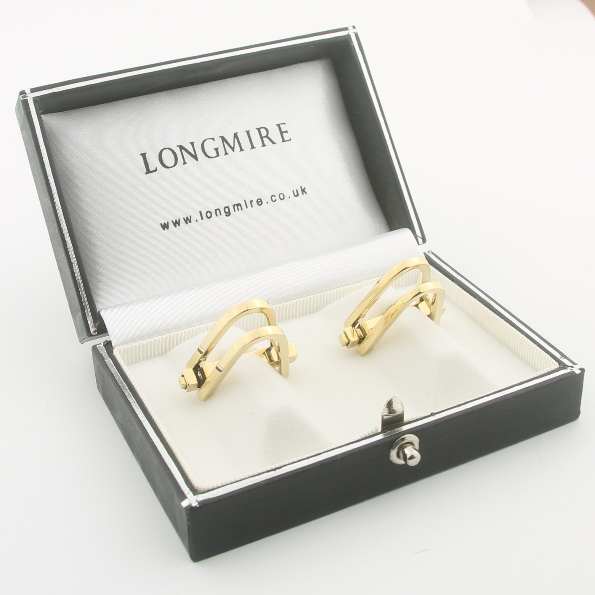 18k yellow gold Double Stirrup cufflinks boxed