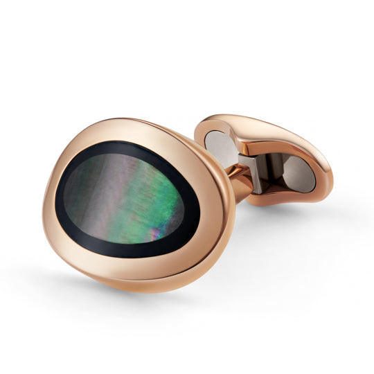 TAHITIAN MOTHER OF PEARL AND ONYX CUFFLINKS 18ct ROSE GOLD