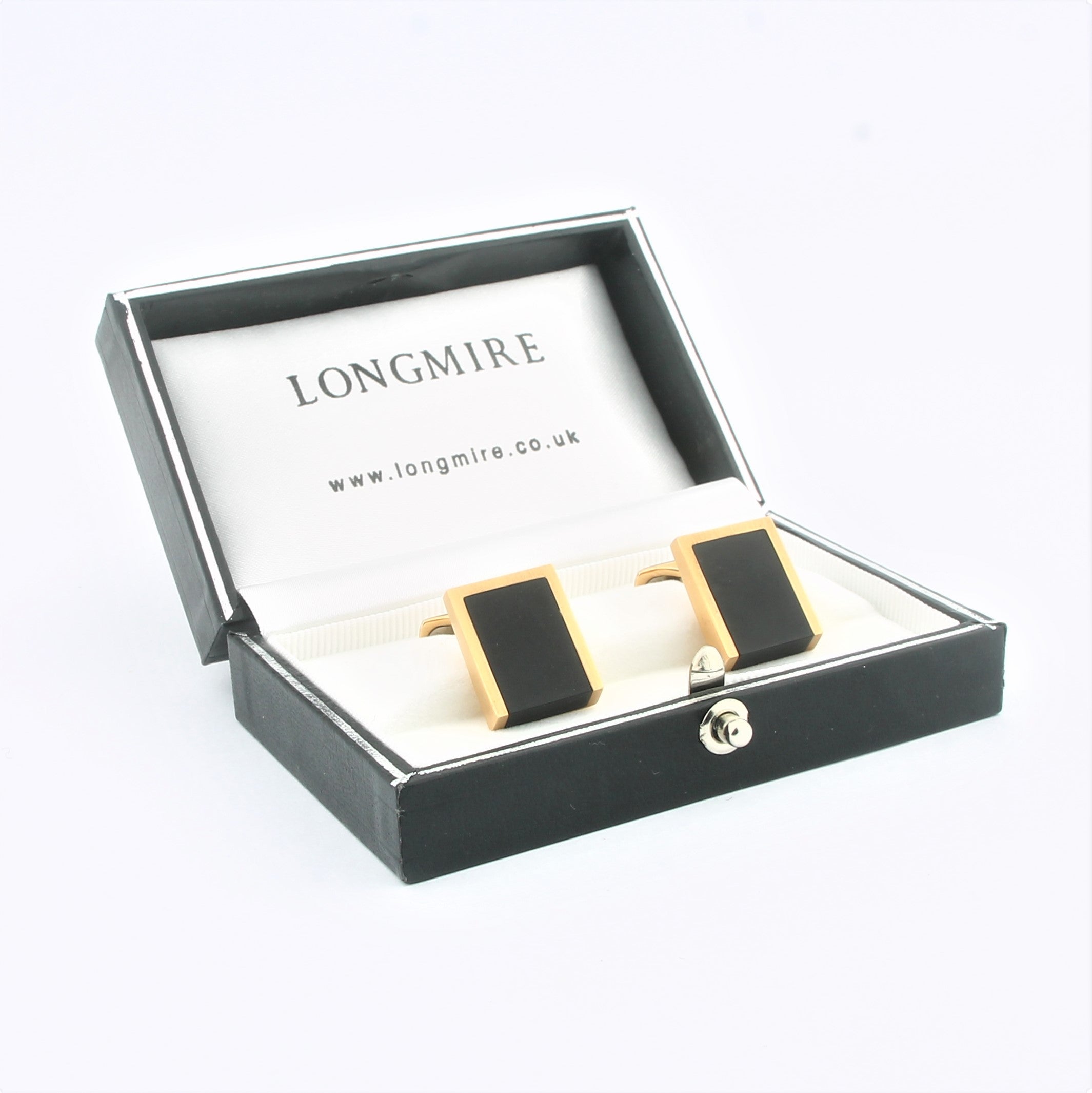 Onyx wedge cufflinks 18k rose gold - boxed 