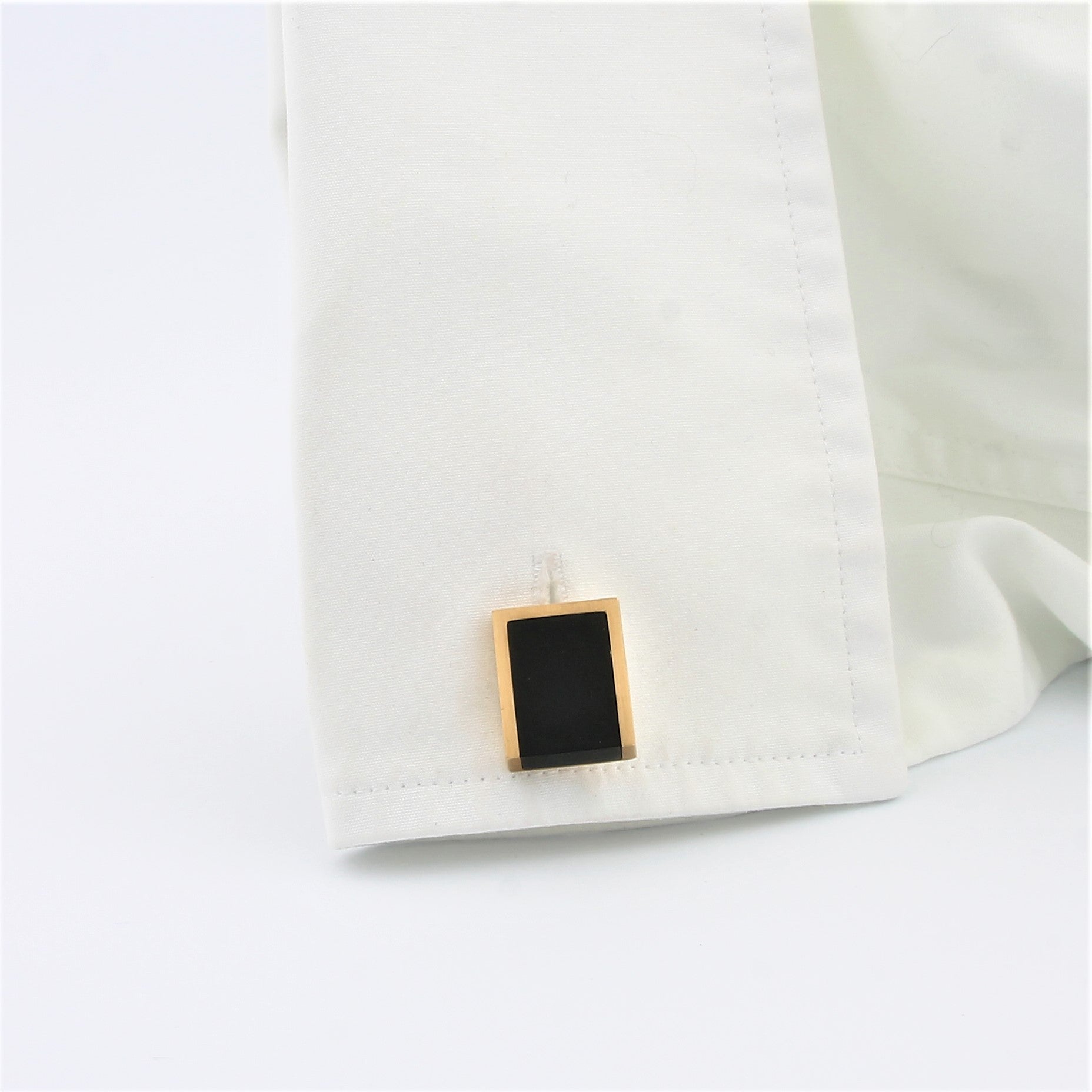 Onyx wedge cufflinks 18k rose gold - cuff