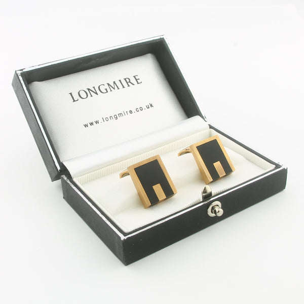 ONYX WEDGE CUFFLINKS WITH INSET - boxed