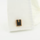 ONYX WEDGE CUFFLINKS WITH INSET - cuff