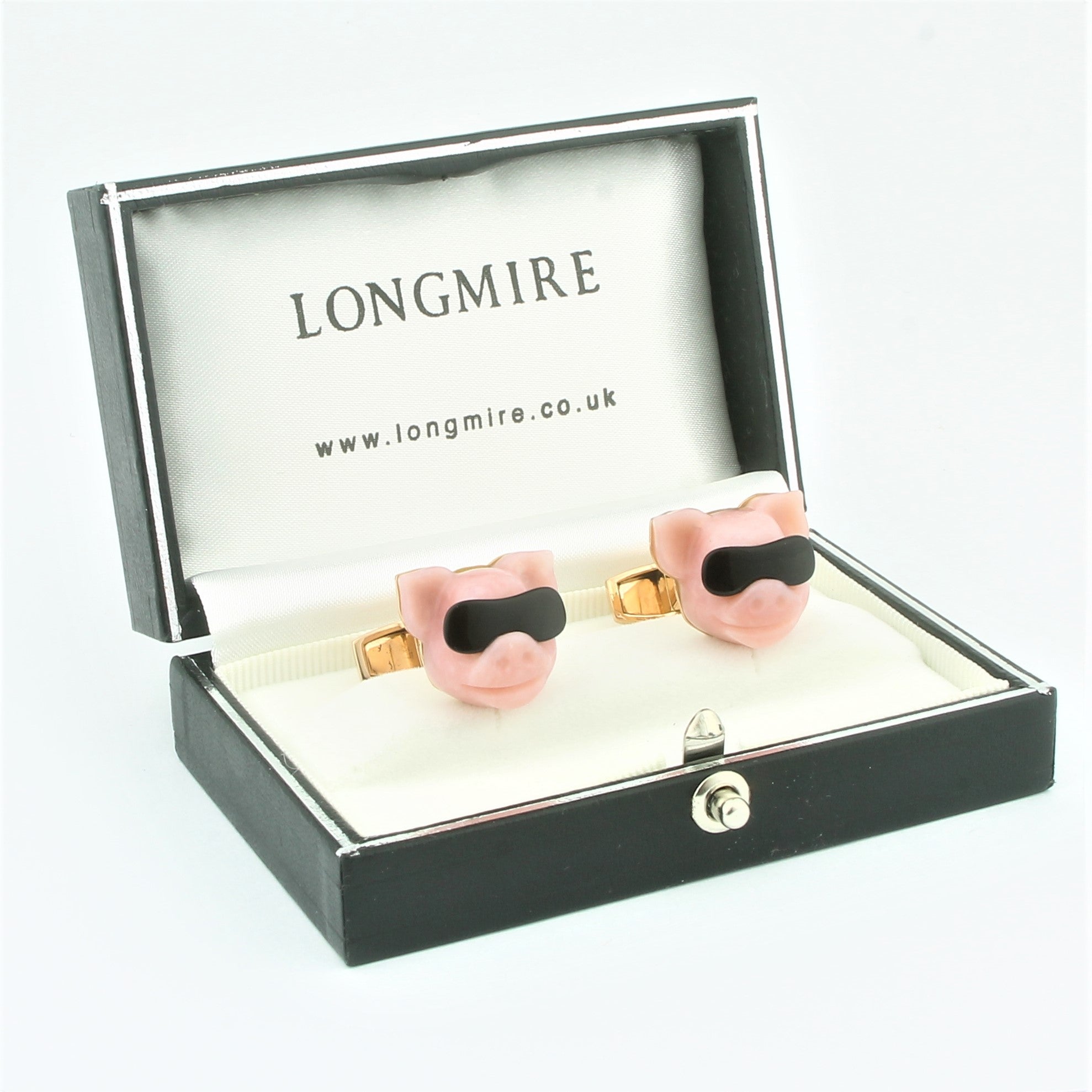 Cool pig cufflinks in 18k rose gold - boxed