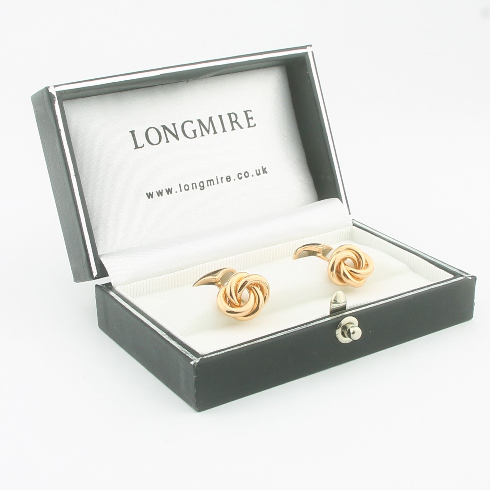 Classic knot cufflinks in 18k rose gold boxed