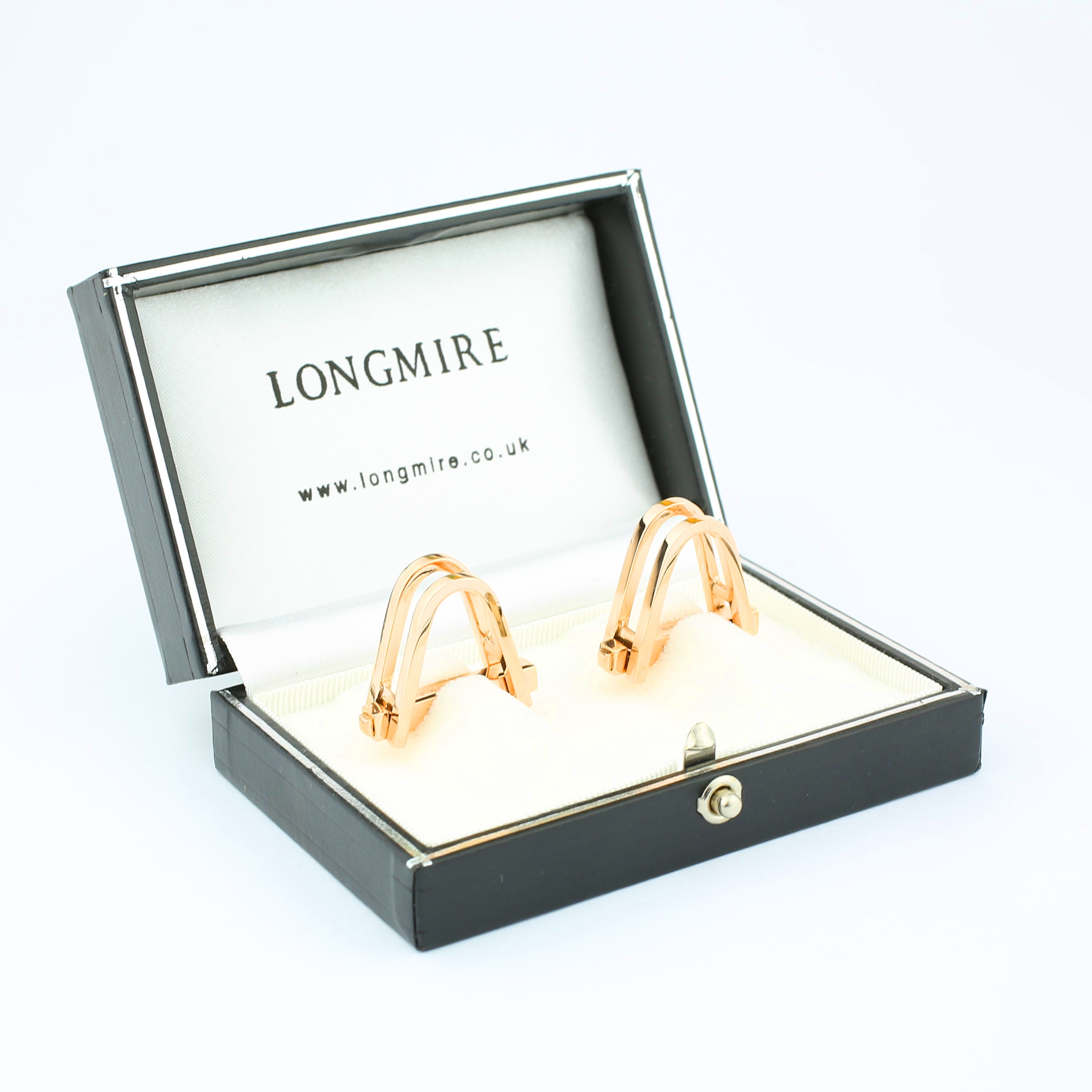 Double Stirrup cufflinks in 18k rose gold - boxed