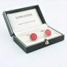 Red enamel fluted cufflinks - boxed
