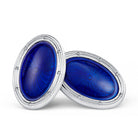 Spiral cufflinks in blue enamel on 18k white gold