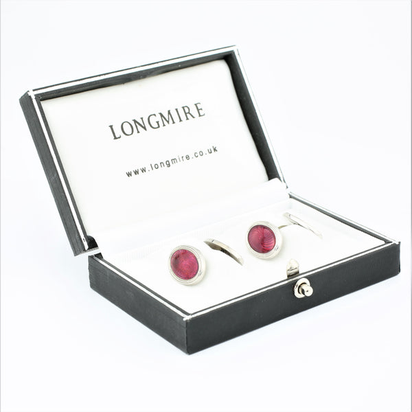 Crimson enamel links in 18k white gold - boxed