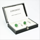 SPIRAL PALE GREEN ENAMEL 18ct WHITE GOLD CUFFLINKS - boxed