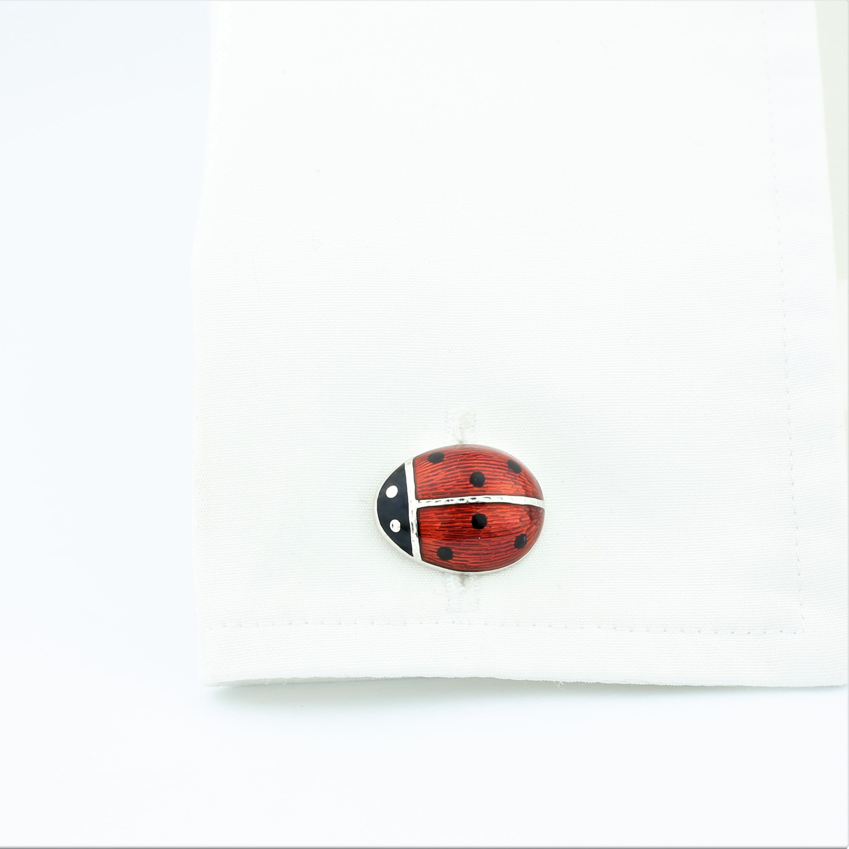 LADYBIRD/BUG 18ct WHITE GOLD CUFFLINKS - cuff