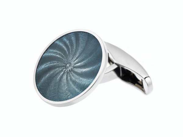 STAR GREY ENAMEL 18ct WHITE GOLD CUFFLINKS