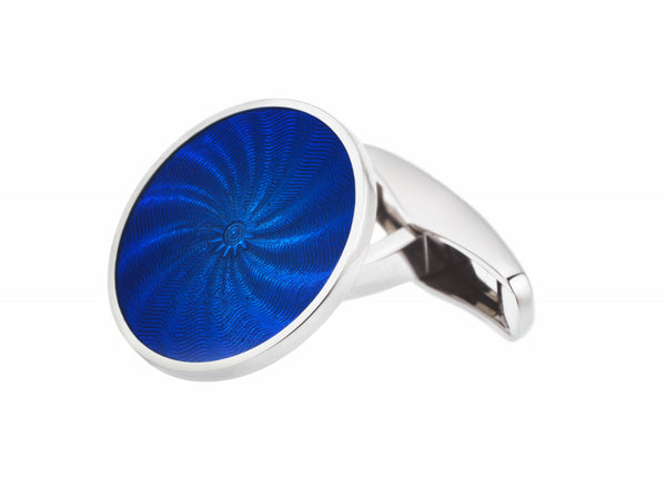 STAR LIGHT BLUE ENAMEL 18ct WHITE GOLD CUFFLINKS