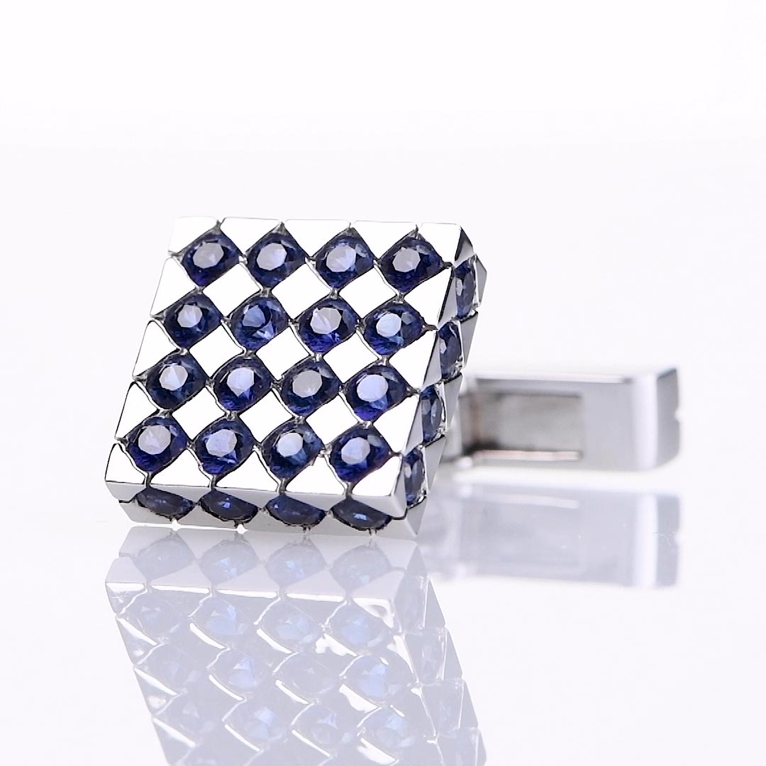 SAPPHIRE CHEQUER BOARD CUFFLINKS - main