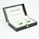 EMERALD SET CUFFLINKS IN 18ct WHITE GOLD - boxed