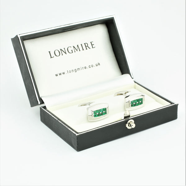 EMERALD SET CUFFLINKS IN 18ct WHITE GOLD - boxed
