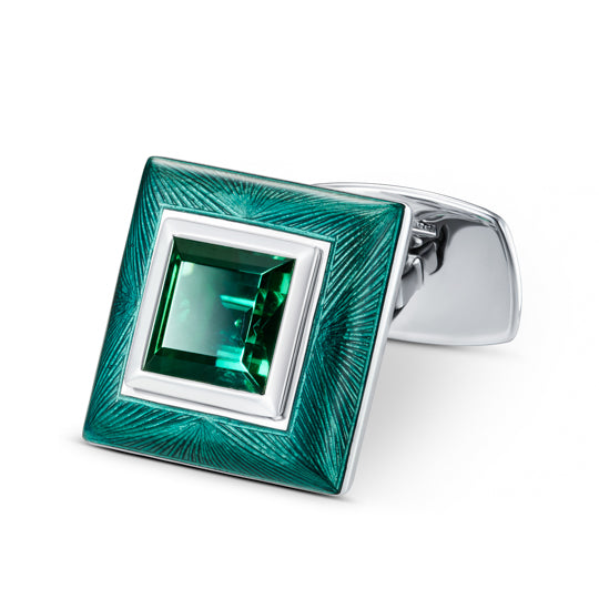 TOURMALINE CUFFLINKS IN 18ct WHITE GOLD