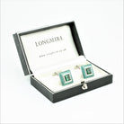 TOURMALINE CUFFLINKS IN 18ct WHITE GOLD - boxed