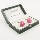 Ruby disc cufflinks 18k white gold boxed