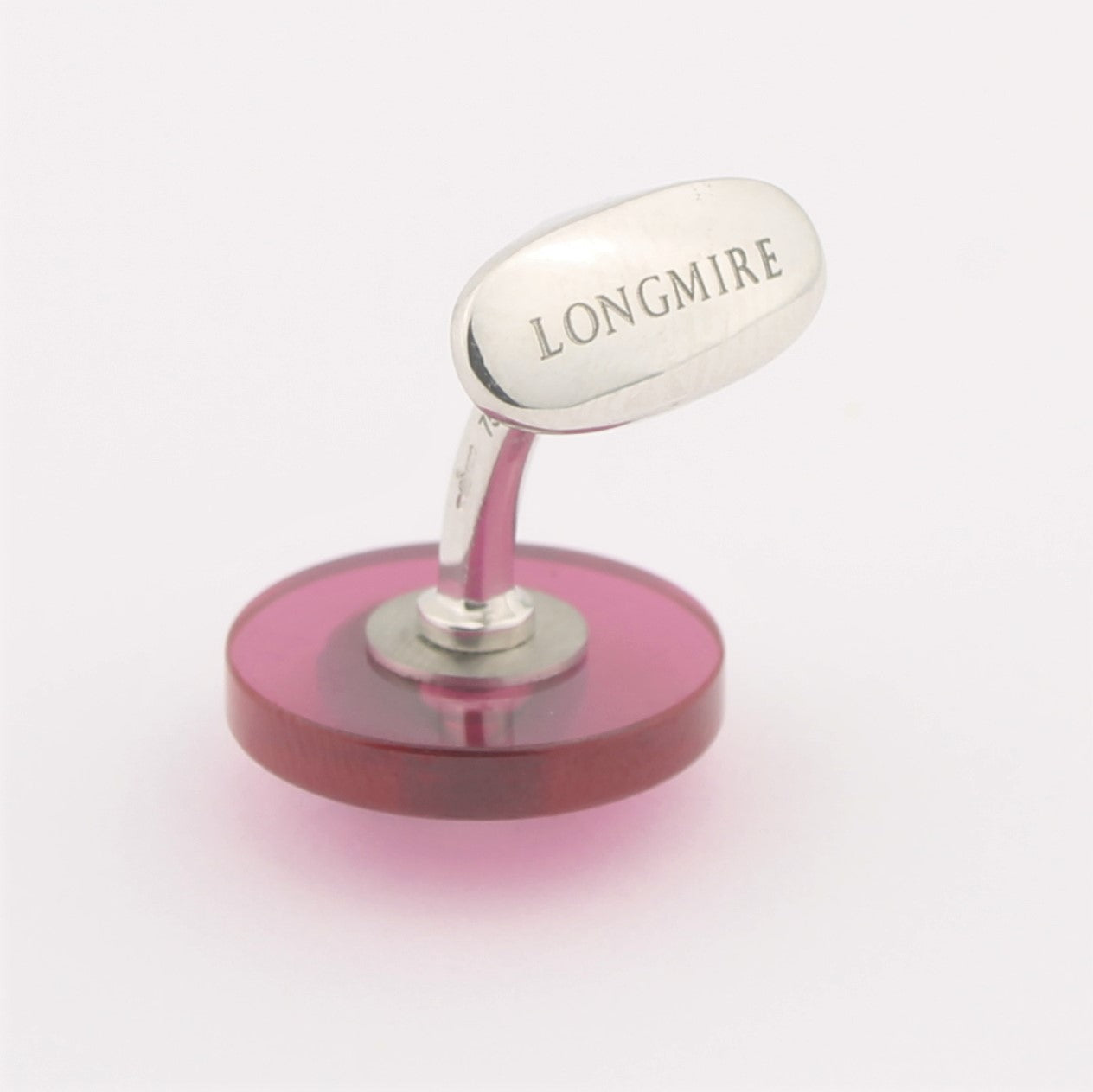Ruby disc cufflinks 18k white gold rear