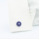 Lapis lazuli disc cufflinks in 18k white gold - cuff