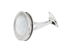MOTHER OF PEARL WITH REEDED EDGE - OVAL - 18ct WHITE GOLD - cufflink