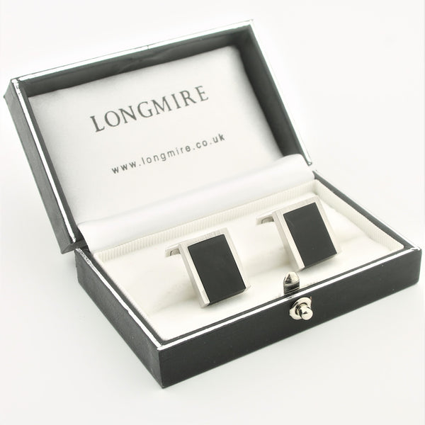 Onyx wedge cufflinks 18k white gold