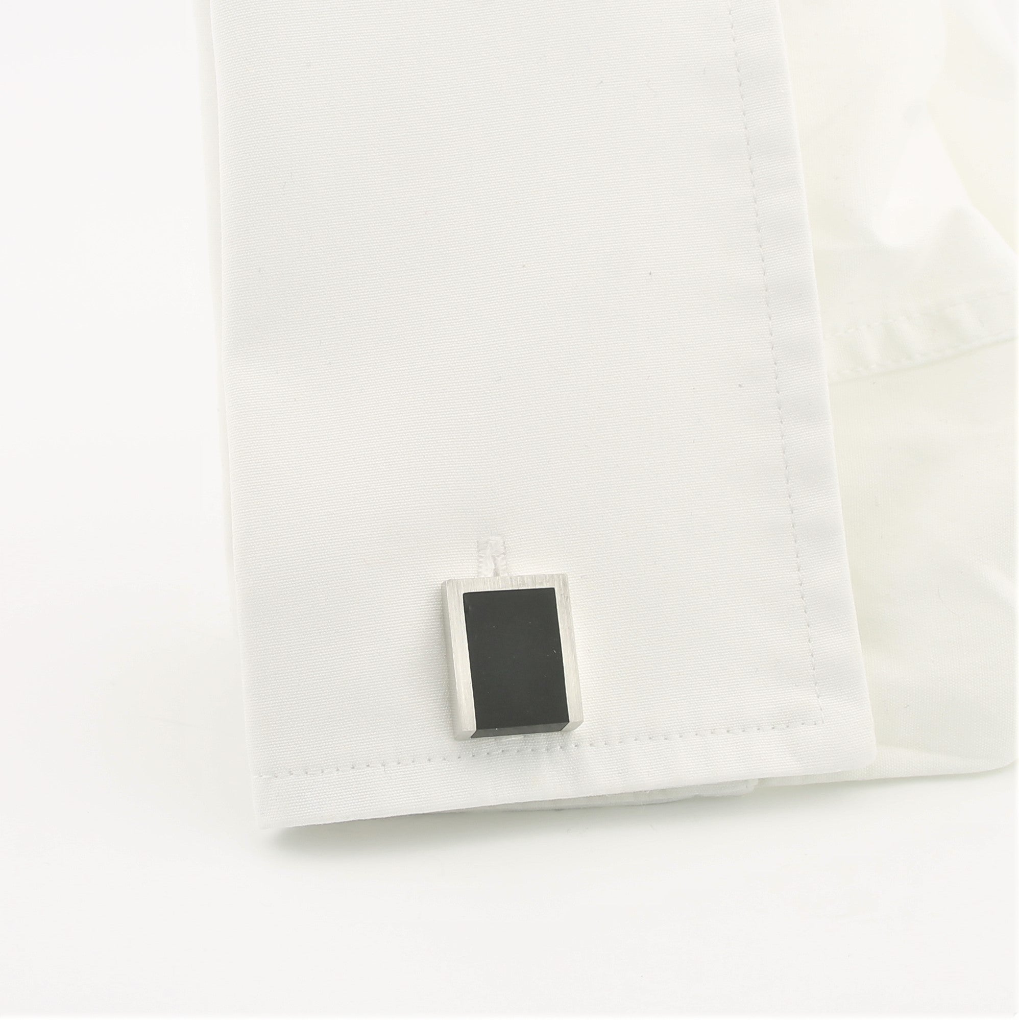 Onyx wedge cufflinks 18k white gold - cuff