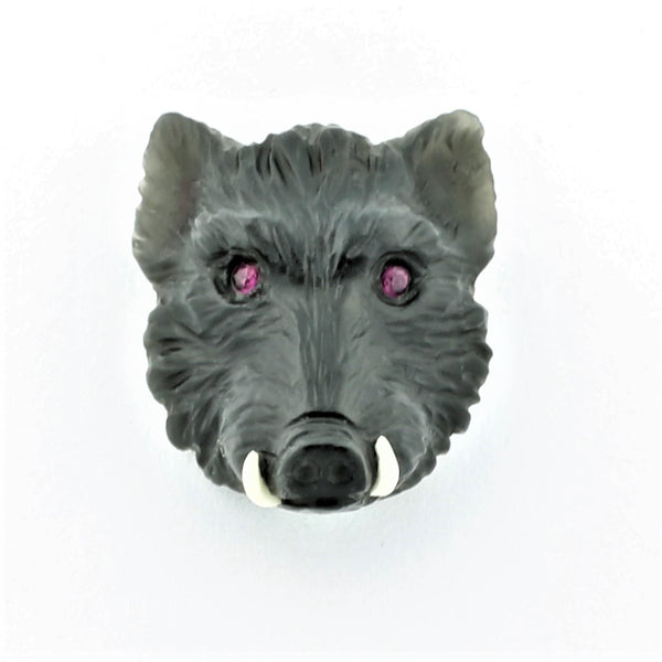 BOAR'S HEAD 18ct WHITE GOLD CUFFLINKS
