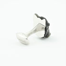 Boar's head cufflinks in obsidian and 18k white gold - rear