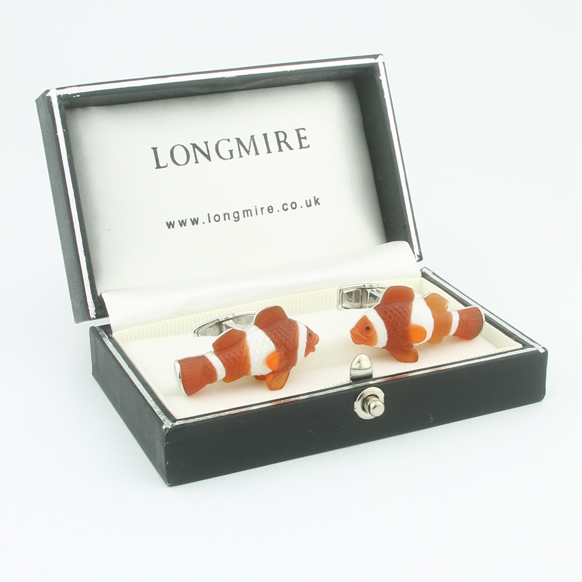 Clownfish cufflinks in 18k white gold - boxed