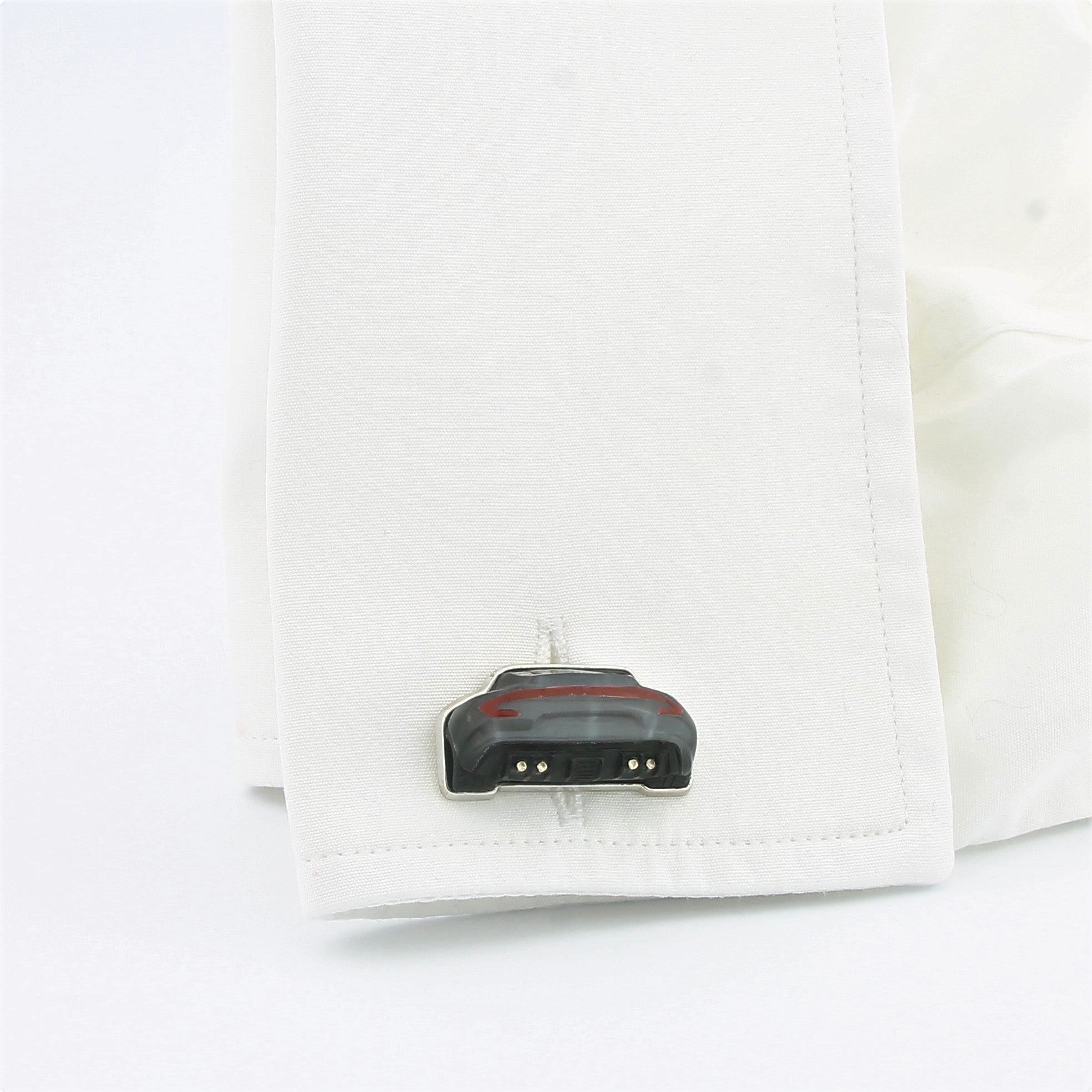 HAND CARVED 'CAR' 18ct WHITE GOLD CUFFLINKS - cuff