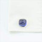 TANZANITE CABOCHON 18ct WHITE GOLD CUFFLINKS - cuff