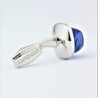 TANZANITE CABOCHON 18ct WHITE GOLD CUFFLINKS - rear