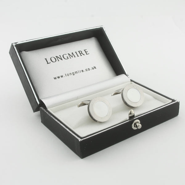 Reeded Edge - Mother of Pearl - 18k white gold cufflinks - boxed