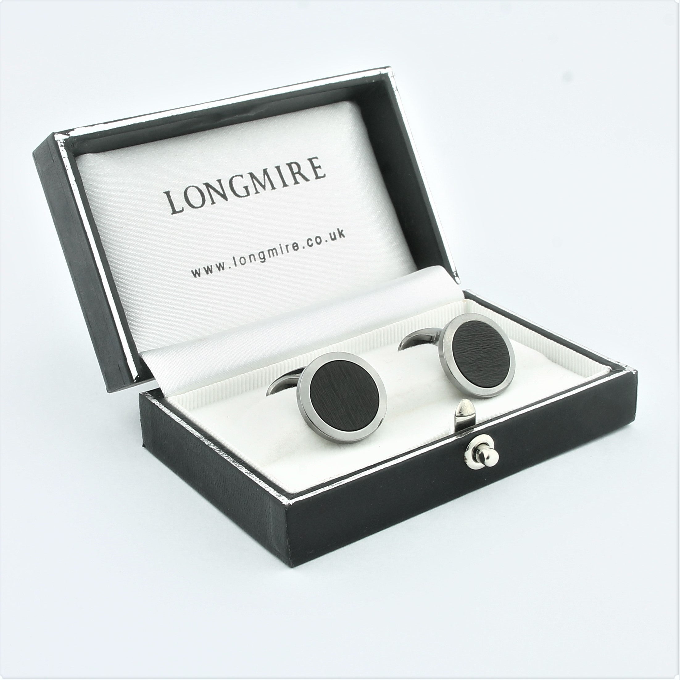 Carbon fibre cufflinks 18k white gold - boxed