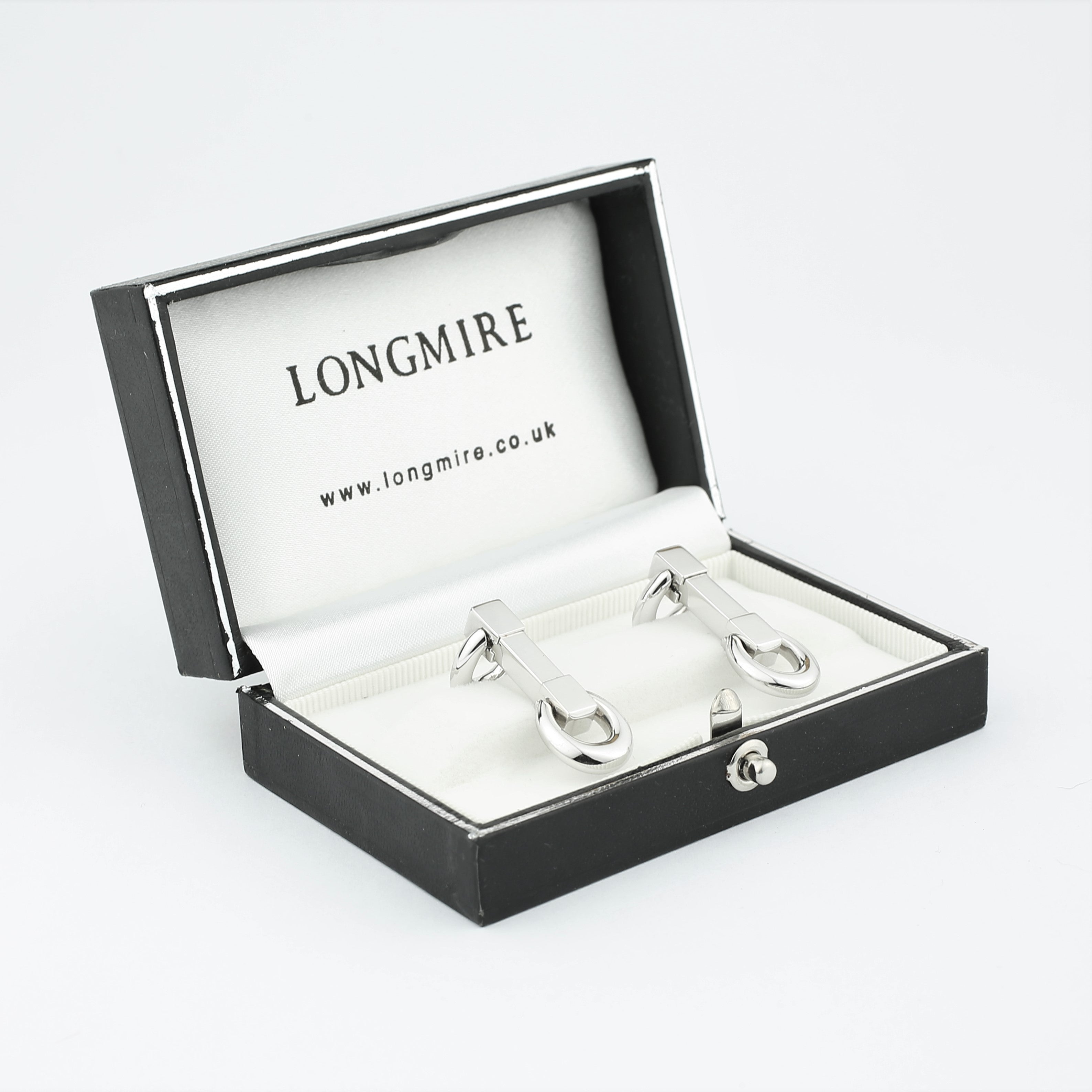 Oval snaffle cufflinks in 18k white gold - boxed