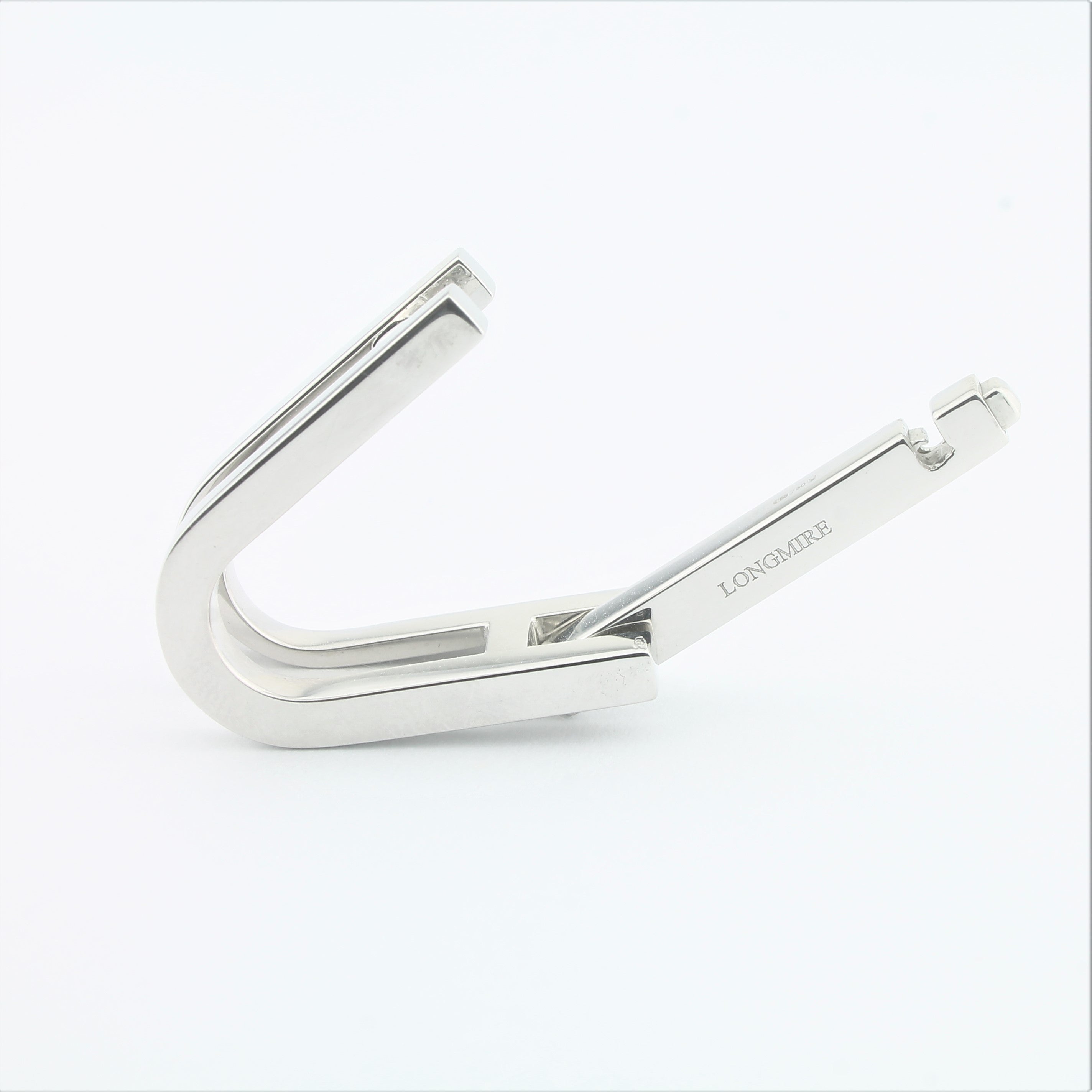 Giant double stirrup cufflinks 18k white gold - side